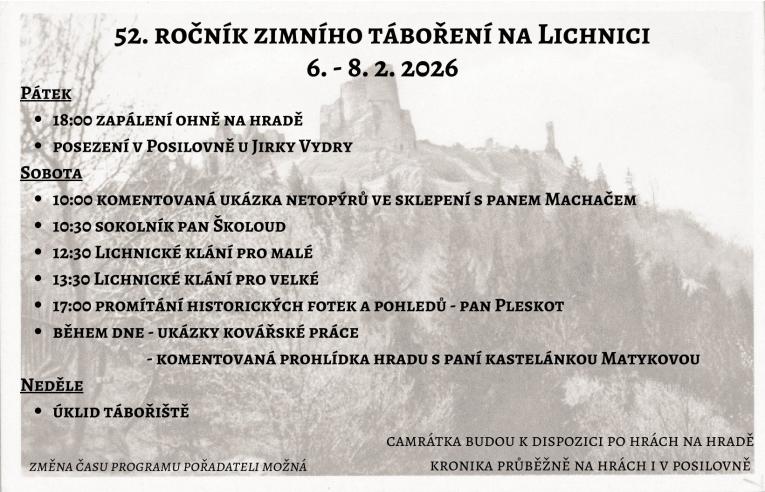 Zimní táboření na&nbsp;Lichnici